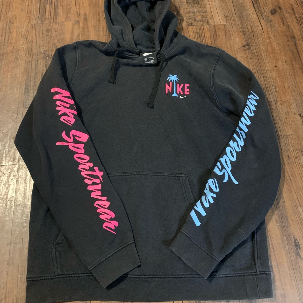 Vintage Nike distressed black hoodie men large